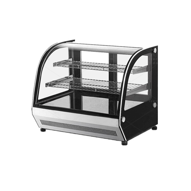 Exhibici&oacute;n de la torta de la mesa de cristal curvado de acero inoxidable