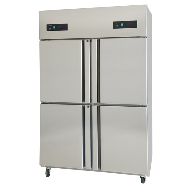 Congelador de cocina de acero inoxidable de 4 puertas